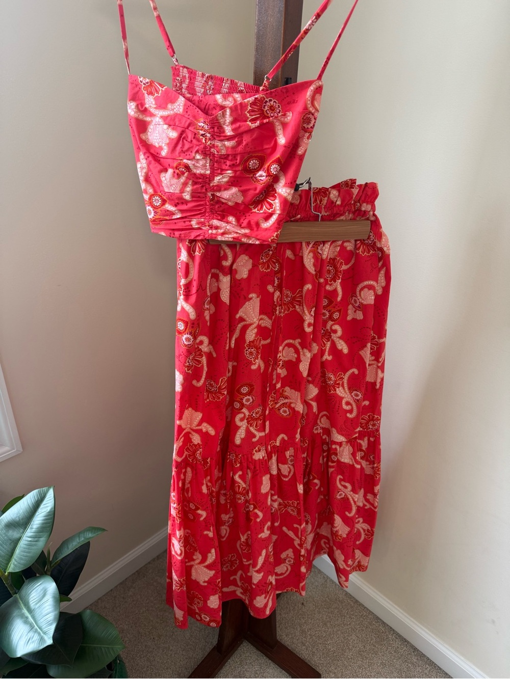 A.L.C. Red Floral Paisley Two-Piece Set
